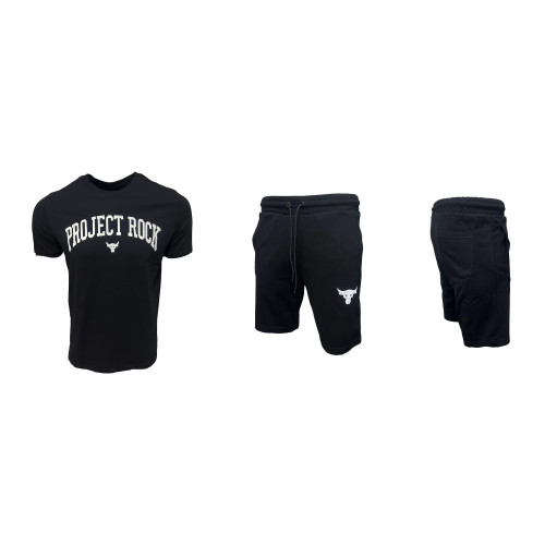 Мъжки спортен къс комплект Under Armour Project Rock Shorts + T-shirt Black